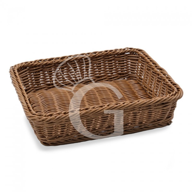 Cestino rettangolare in rattan sintetico colore marrone - L 315 mm x P 260 mm x H 85 mm
