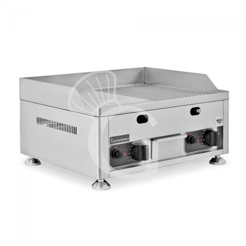 Fry top a gas da banco con piastra liscia e rigata - dimensioni L 600 mm x P 580 mm x H 305 mm