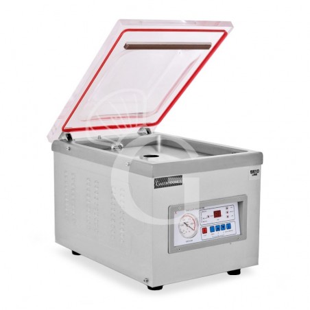 Macchina sottovuoto in acciaio inox AISI 201 - dimensioni L 510 mm x P 370 mm x H 390 mm Macchina sottovuoto in acciaio inox AISI 201 - dimensioni L 510 mm x P 370 mm x H 390 mm