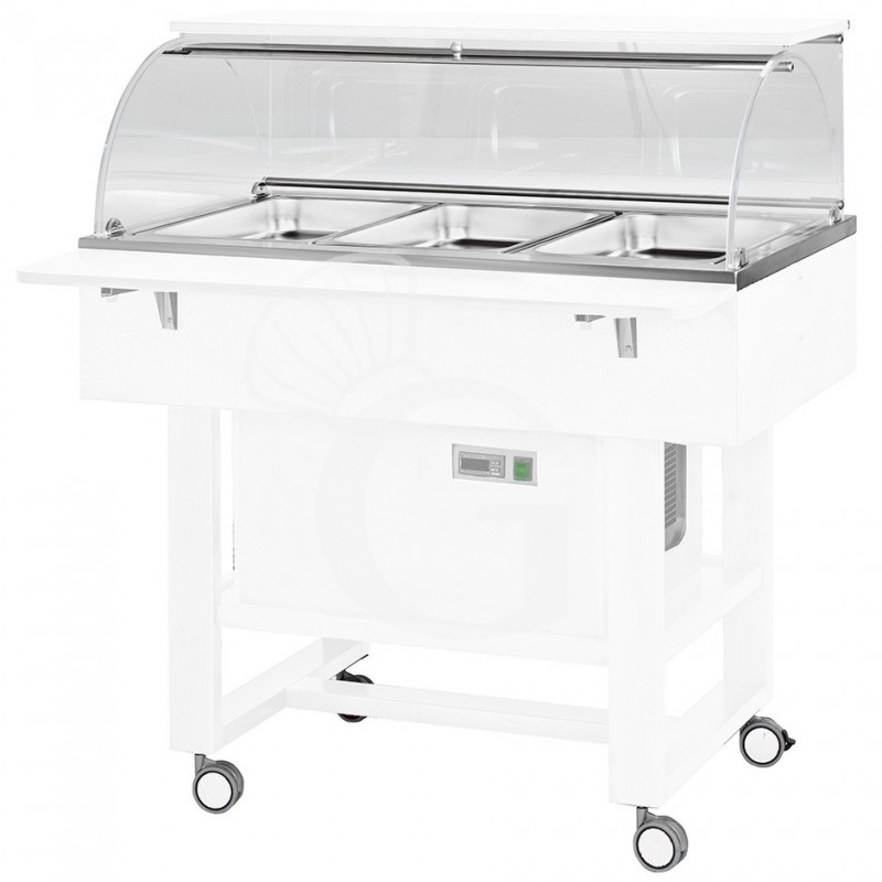 Carrello refrigerato in legno con cupola in plexiglass +2°C/+10°C - L 1110 mm x P 1120 x H 1260 mm