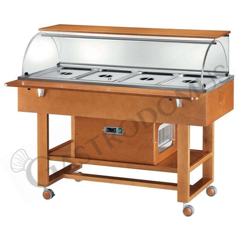 Carrello espositore refrigerato in legno con cupola in plexiglass -5°C/+5°C - L 1480 mm x P 1120 mm x H 1260 mm Carrello espositore refrigerato in legno con cupola in plexiglass -5°C/+5°C - L 1480 mm x P 1120 mm x H 1260 mm