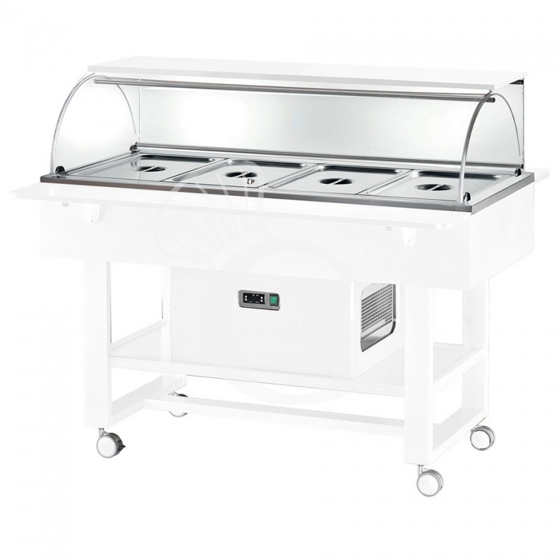 Carrello espositore refrigerato in legno con cupola in plexiglass -5°C/+5°C - L 1480 mm x P 1120 mm x H 1260 mm