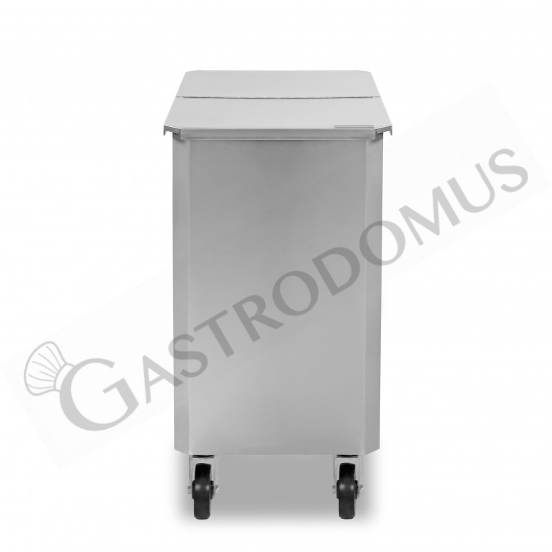 Tramoggia in acciaio inox satinato su ruote 115 LT - con divisorio interno Tramoggia in acciaio inox satinato su ruote 115 LT - con divisorio interno