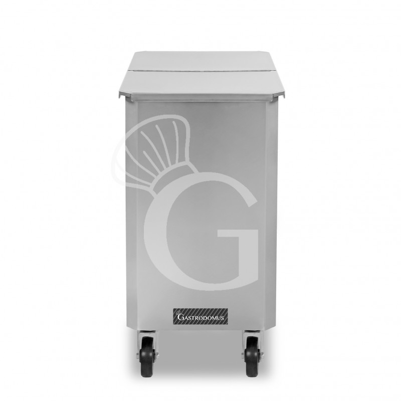 Tramoggia in acciaio inox satinato su ruote 115 LT - senza divisorio interno Tramoggia in acciaio inox satinato su ruote 115 LT - senza divisorio interno