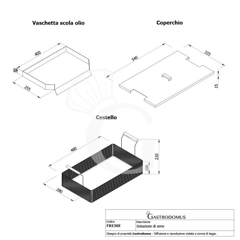 Friggitrice elettrica da banco con 1 vasca capacità 30 LT con controllo temperatura, 4800 W, Monofase