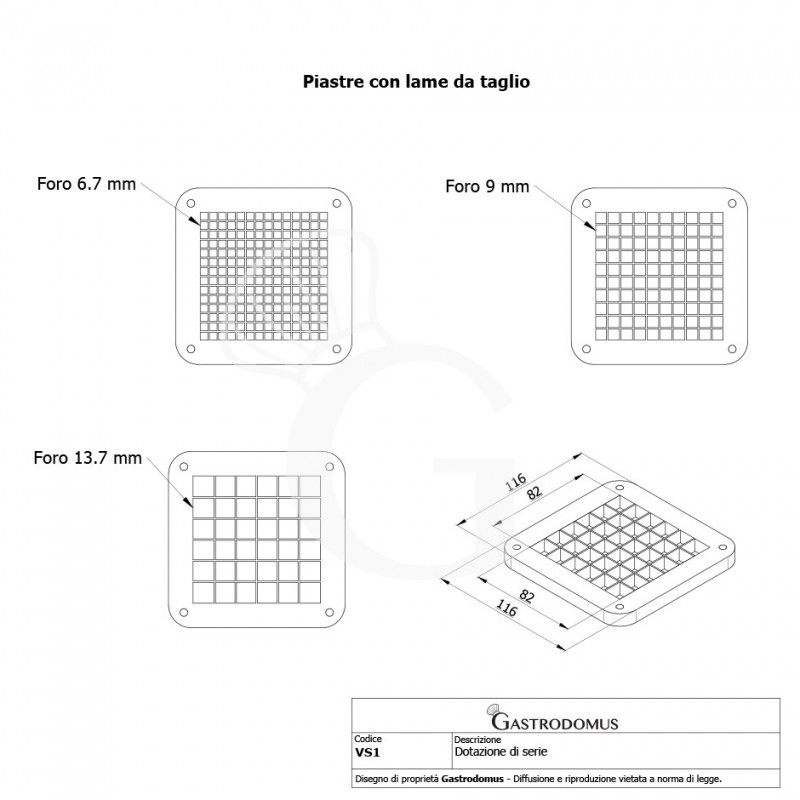 Taglia frutta e verdura manuale bastoncini - dimensioni L 220 mm x P 175 mm x H 675 mm