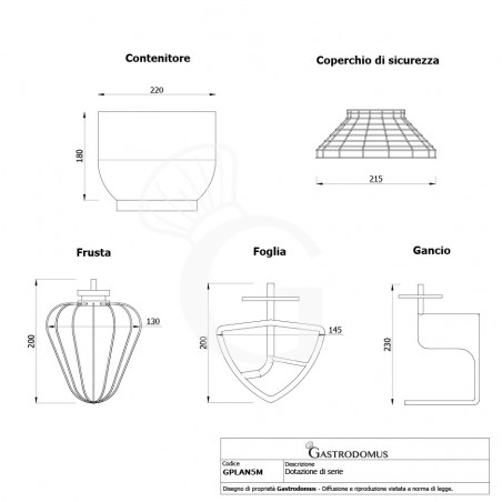 Impastatrice planetaria vasca estraibile monofase capacità 5LT Impastatrice planetaria vasca estraibile monofase capacità 5LT