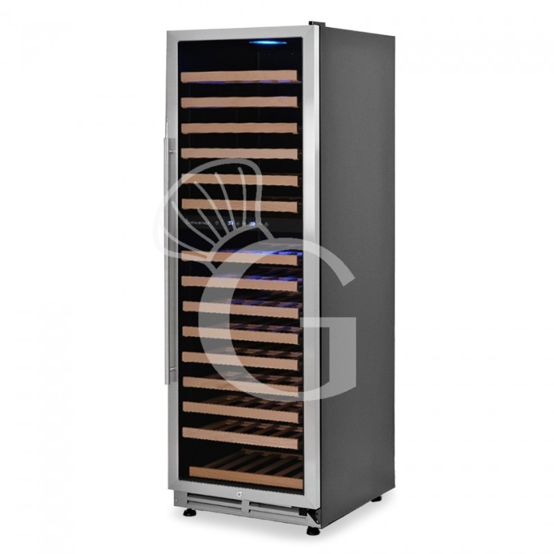 Cantina Vino da incasso Ventilata doppia temperatura porta inox 420 LT 15 ripiani 165 bottiglie +5°C/+22°C