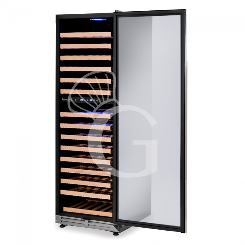 Cantina Vino da incasso Ventilata doppia temperatura porta inox 420 LT 15 ripiani 165 bottiglie +5°C/+22°C