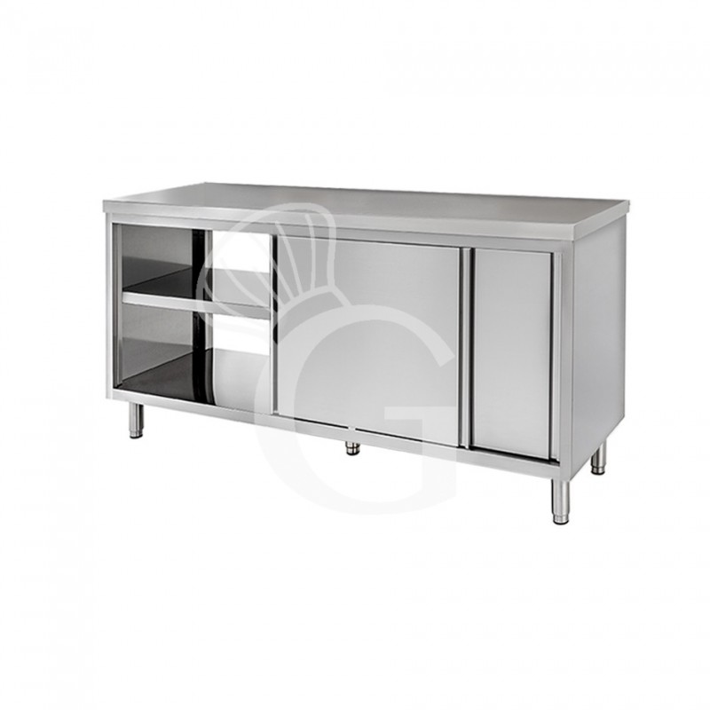 Tavolo armadiato passante in inox, misure 1500x600mm
