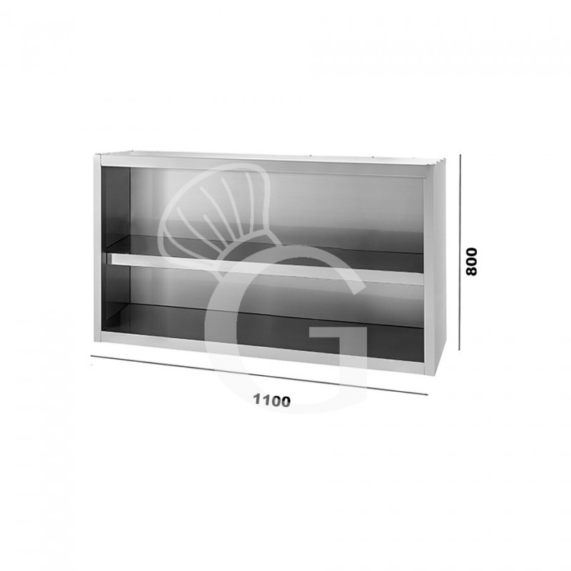 Pensile inox a giorno con 1 ripiano mis. 1100x400xH800mm