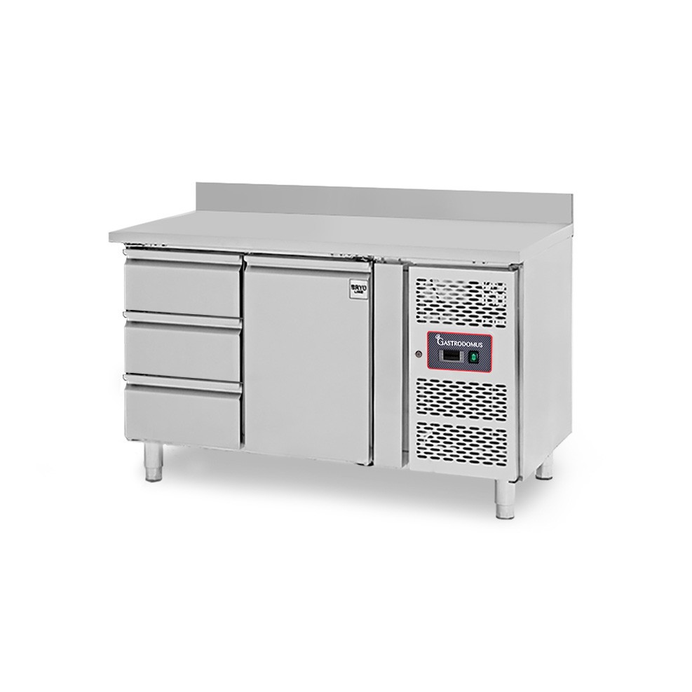 Tavolo Refrigerato 3 cassetti 1 porta 700 mm -2°C/+8°C alzatina