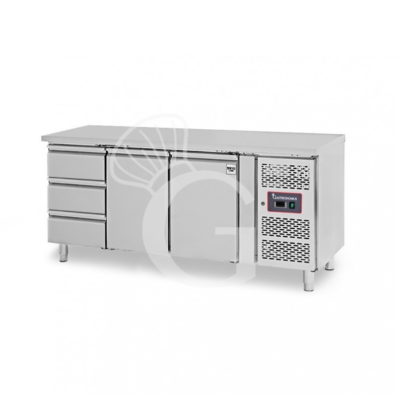 Tavolo Refrigerato 3 cassetti 2 porte 700 mm -2°C/+8°C
