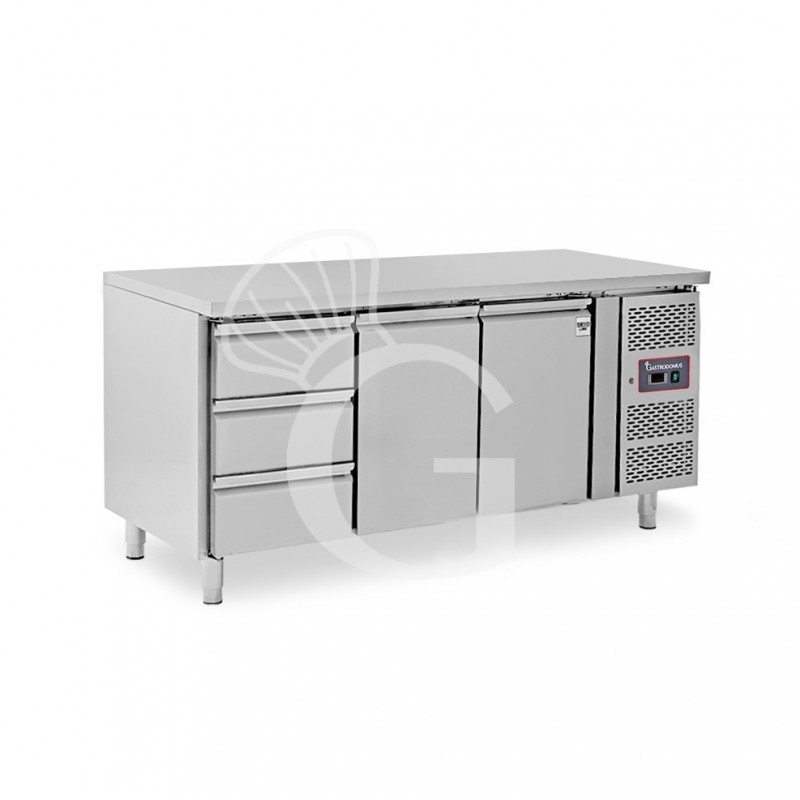 Tavolo Refrigerato 3 cassetti 2 porte 700 mm -2°C/+8°C
