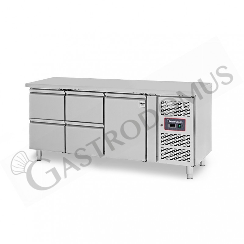 Tavolo Refrigerato 4 cassetti 1 porta 700 mm -2°C/+8°C per Gastronomia