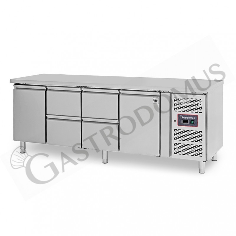 Tavolo Refrigerato 4 cassetti 2 porte 700 mm -2°C/+8°C per Gastronomia