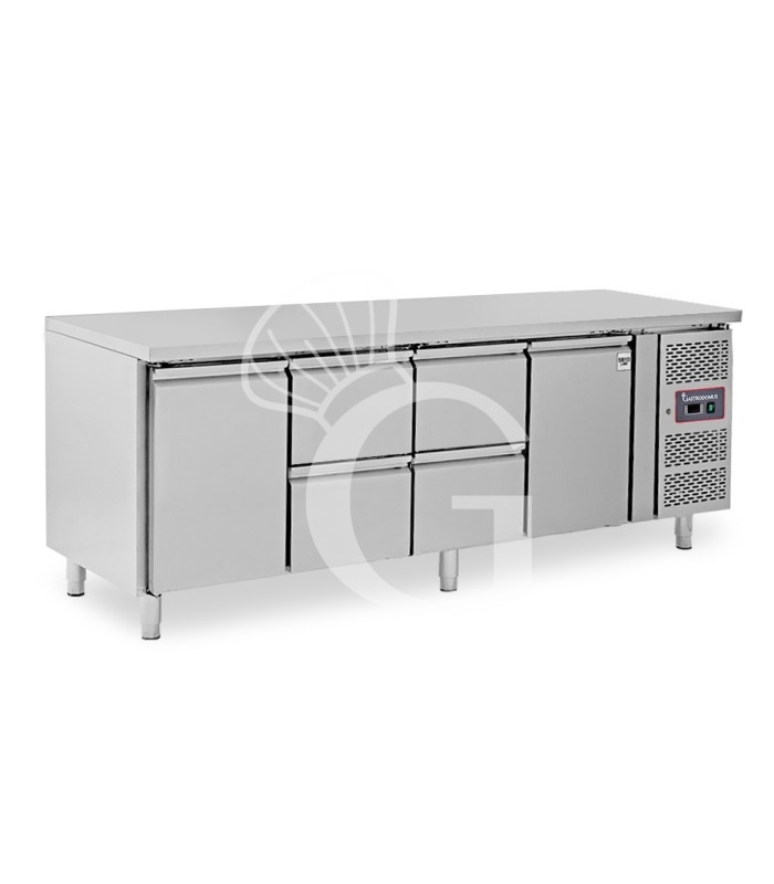 Tavolo Refrigerato 4 cassetti 2 porte 700 mm -2°C/+8°C per Gastronomia