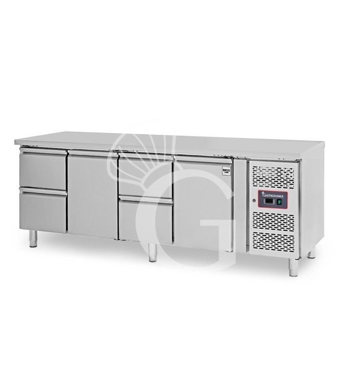 Tavolo Refrigerato 4 cassetti 2 porte 700 mm -2°C/+8°C per Gastronomia