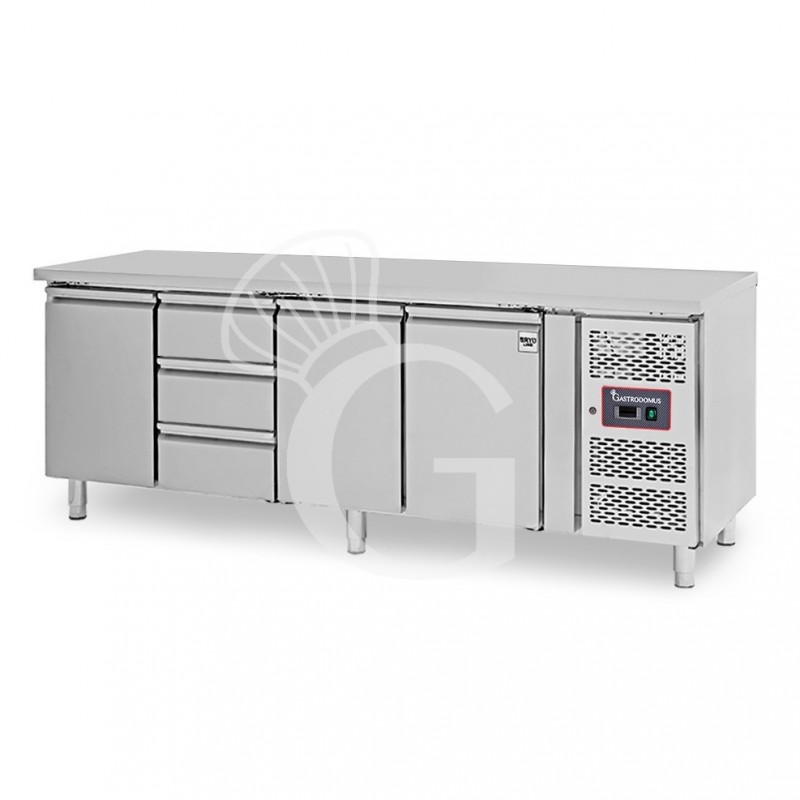 Tavolo Refrigerato 3 cassetti 3 porte 700 mm -2°C/+8°C
