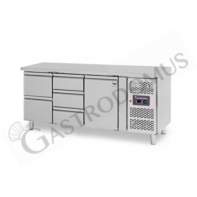 Tavolo Refrigerato 5 cassetti 1 porta 700 mm -2°C/+8°C per Gastronomia