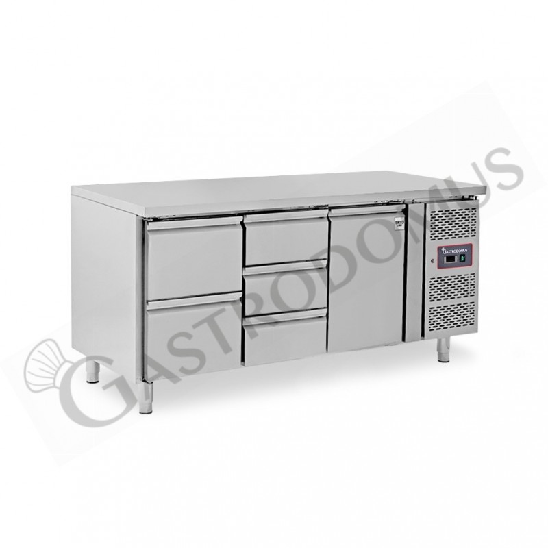 Tavolo Refrigerato 5 cassetti 1 porta 700 mm -2°C/+8°C per Gastronomia