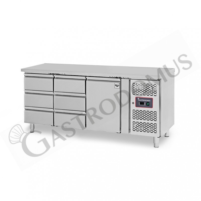 Tavolo Refrigerato 6 cassetti 1 porta 700 mm -2°C/+8°C
