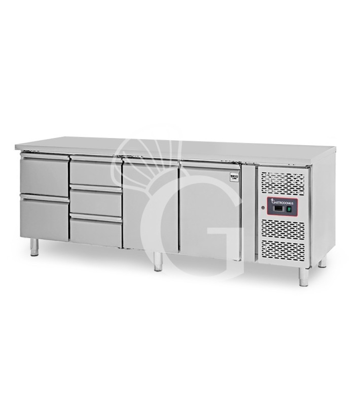 Tavolo Refrigerato 5 cassetti 2 porte 700 mm -2°C/+8°C