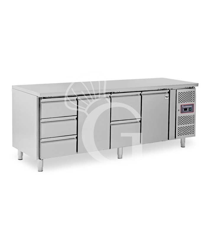 Tavolo Refrigerato 5 cassetti 2 porte 700 mm -2°C/+8°C
