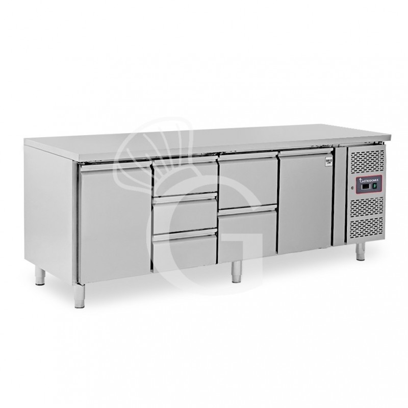 Tavolo Refrigerato 5 cassetti 2 porte 700 mm -2°C/+8°C per Gastronomia