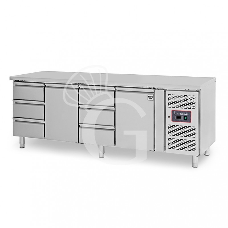 Tavolo Refrigerato 6 cassetti 2 porte 700 mm -2°C/+8°C