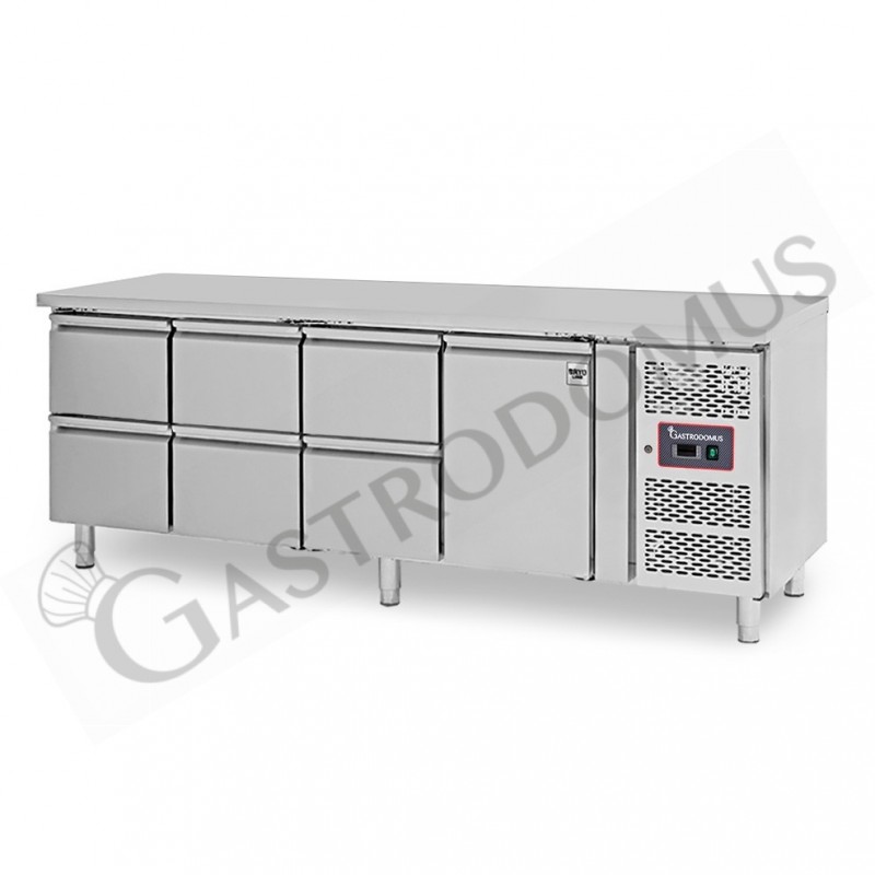Tavolo Refrigerato 6 cassetti 1 porta 700 mm -2°C/+8°C per Gastronomia