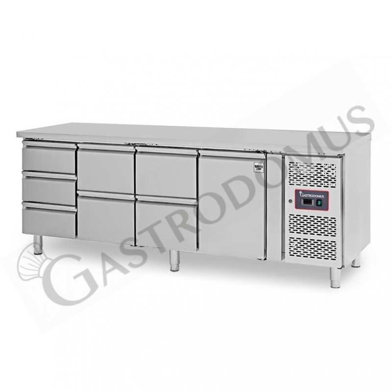 Tavolo Refrigerato 7 cassetti 1 porta 700 mm -2°C/+8°C