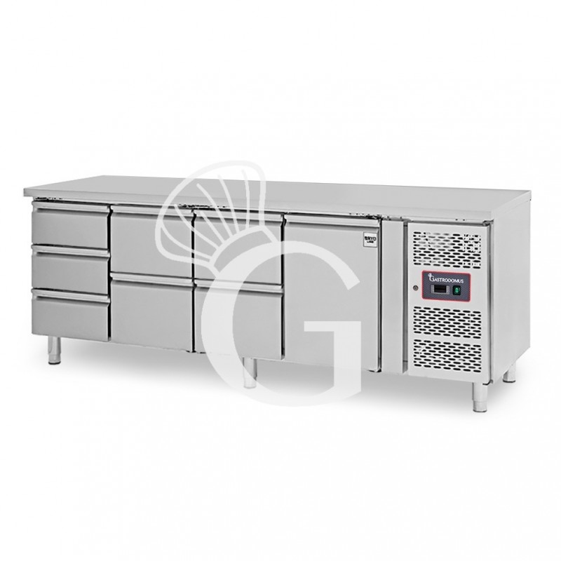 Tavolo Refrigerato 7 cassetti 1 porta 700 mm -2°C/+8°C