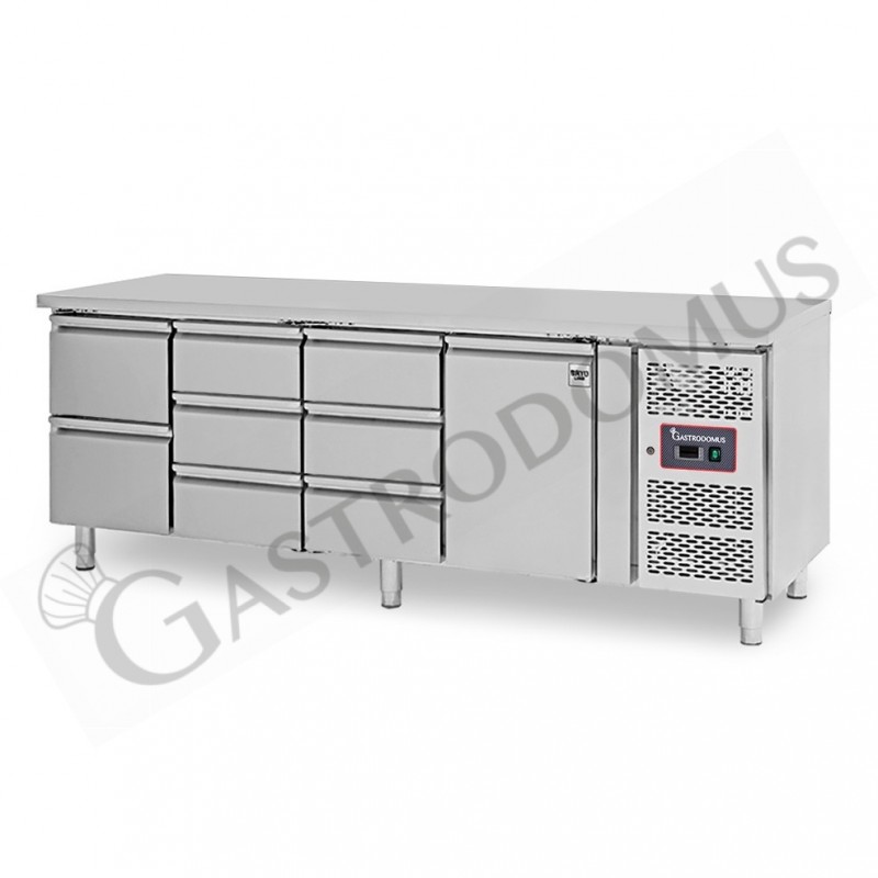 Tavolo Refrigerato 8 cassetti 1 porta 700 mm -2°C/+8°C