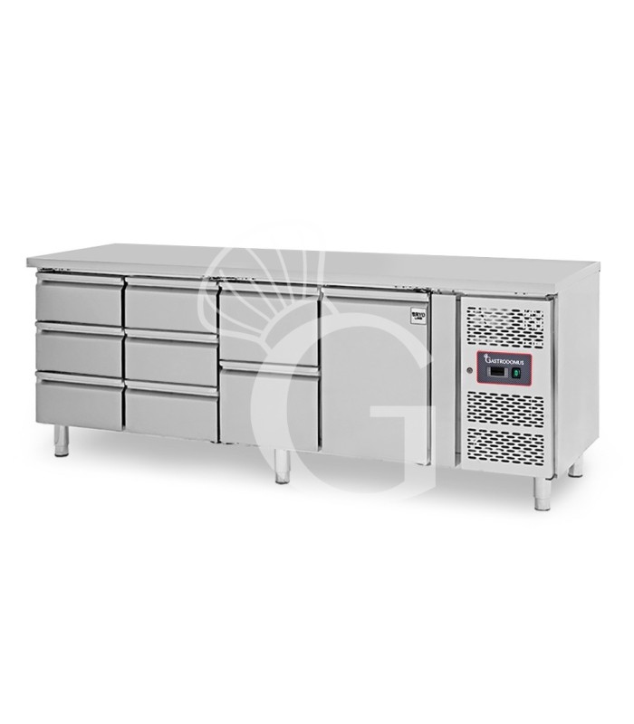 Tavolo Refrigerato 8 cassetti 1 porta 700 mm -2°C/+8°C