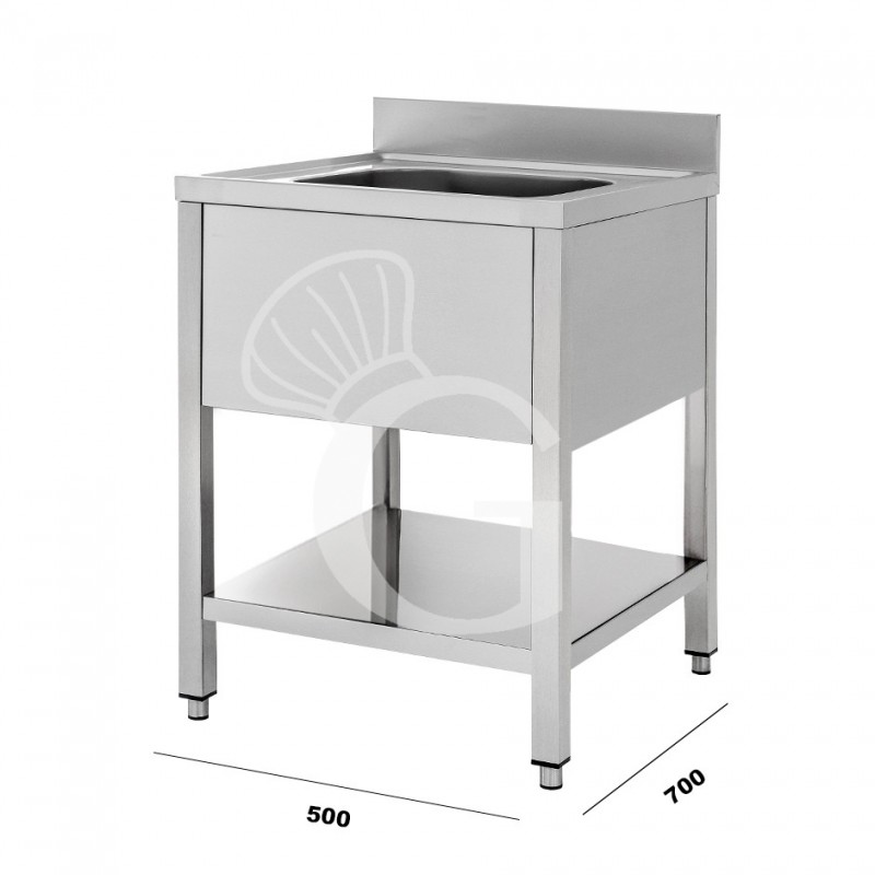 Lavello inox 1 vasca, mis.500x700, per cucina