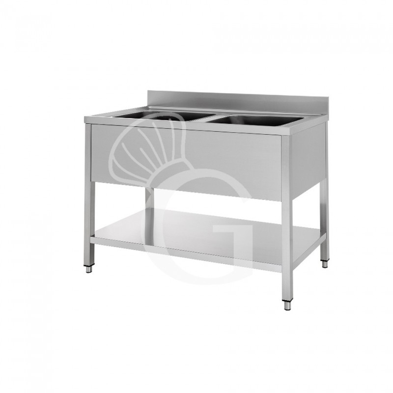 Lavello inox 2 vasche, misure 1300x700mm