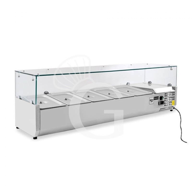 Vetrinetta refrigerata per pizzeria L 1200 mm per 5 bacinelle GN1/4