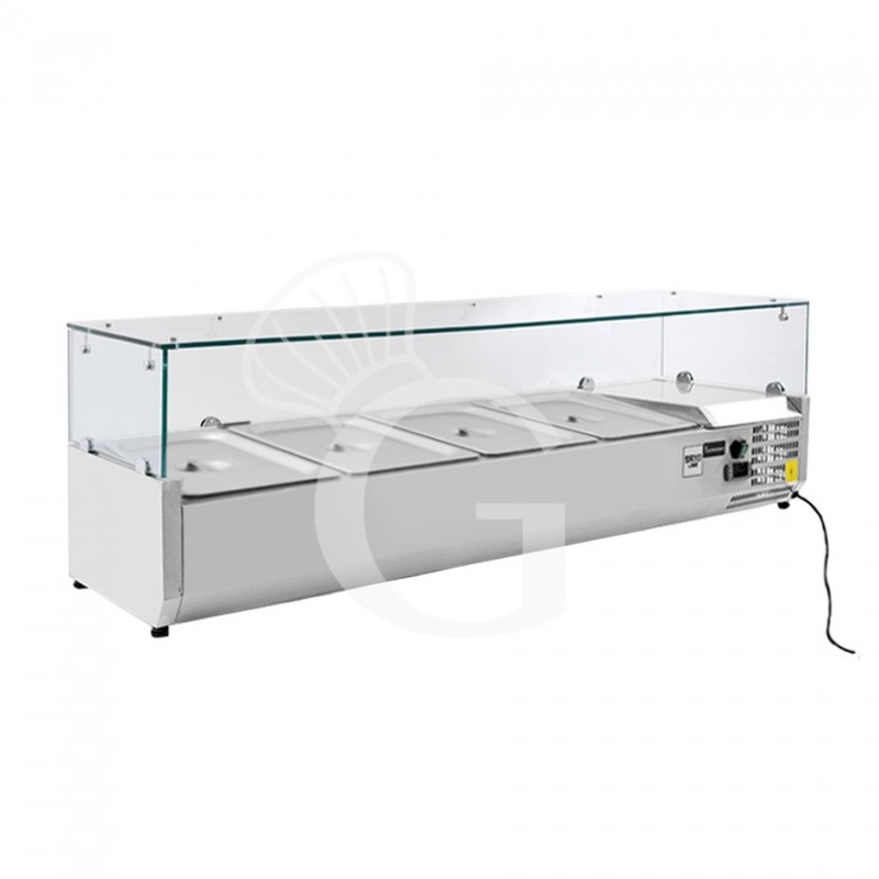 Vetrinetta refrigerata per pizzeria L 1200 mm per 3 bacinelle GN1/3 + 1 bacinella GN1/2