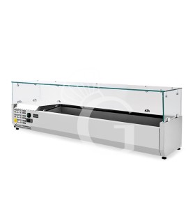 Vetrinetta refrigerata motore a sinistra L 1200 mm per 3 bacinelle GN1/3 + 1 bacinella GN1/2