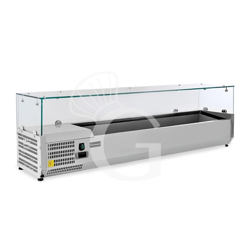 Vetrinetta refrigerata motore a sinistra L 1200 mm per 3 bacinelle GN1/3 + 1 bacinella GN1/2
