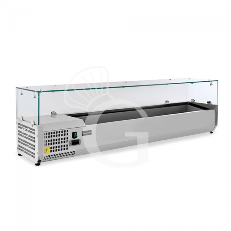 Vetrinetta refrigerata motore sinistra L 1400 mm per 4 bacinelle GN1/3 + 1 bacinella GN1/2