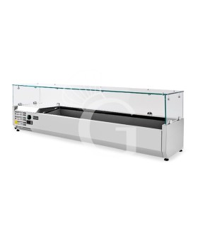 Vetrinetta refrigerata motore sinistra L 1400 mm per 4 bacinelle GN1/3 + 1 bacinella GN1/2