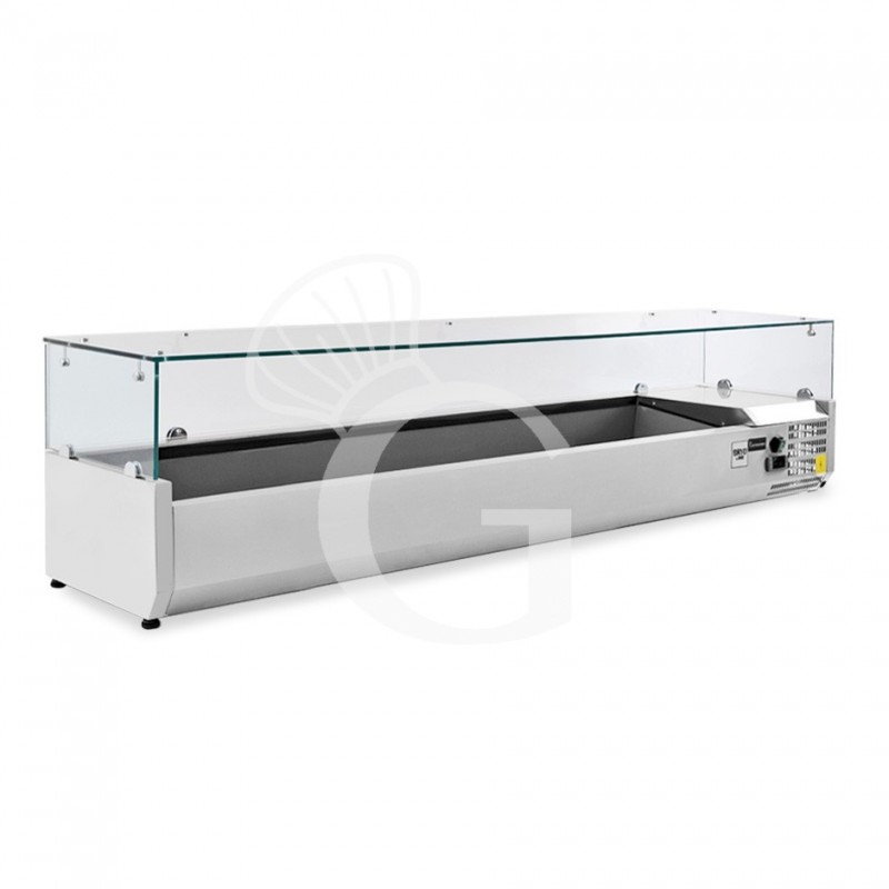 Vetrinetta refrigerata per pizzeria L 1500 mm per 5 bacinelle GN1/3 + 1 bacinella GN1/2