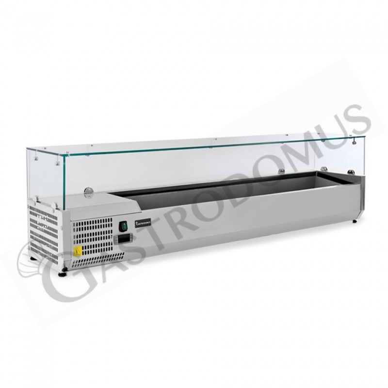 Vetrinetta refrigerata motore a sinistra L 1500 mm per 5 bacinelle GN1/3 + 1 bacinella GN1/2