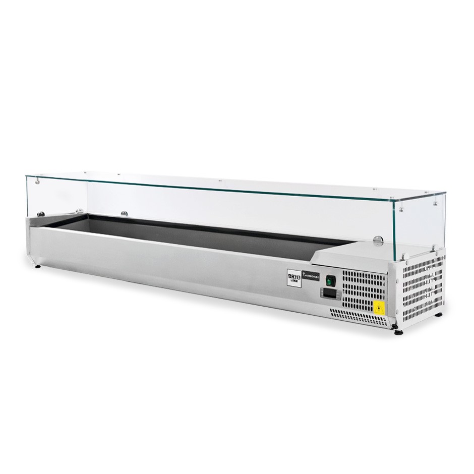 Vetrinetta refrigerata per pizzeria L 1800 mm per 8 bacinelle GN1/4
