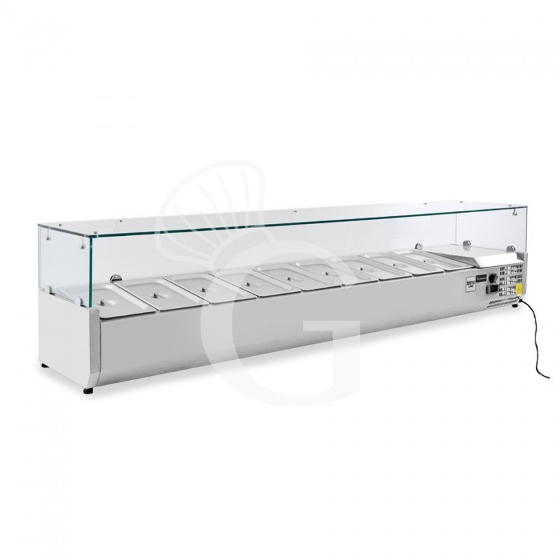 Vetrinetta refrigerata per pizzeria L 1800 mm per 8 bacinelle GN1/4