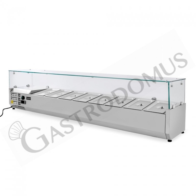 Vetrinetta refrigerata per pizzeria motore a sinistra L 1800 mm per 8 bacinelle GN1/3