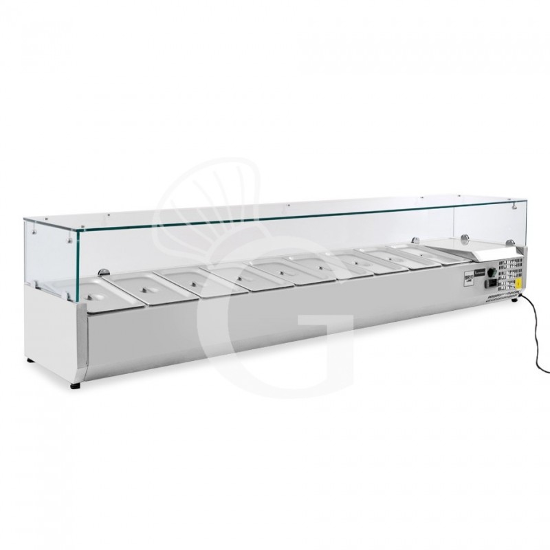 Vetrina refrigerata per pizzeria L 2000 mm per 9 bacinelle GN1/3