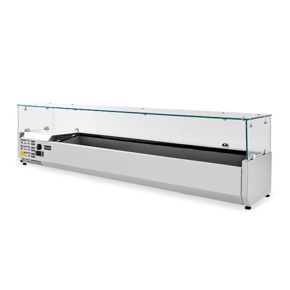 Vetrinetta refrigerata per pizzeria con motore a sinistra L 1800 mm per 8 bacinelle GN1/4